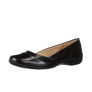 Life Stride Womens 8 W Black Snake Deja Vu Faux Leather Ballet Flats NIB HA6